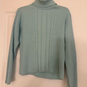 Liz Claiborne Sky Blue Ribbed Turtleneck Sweater